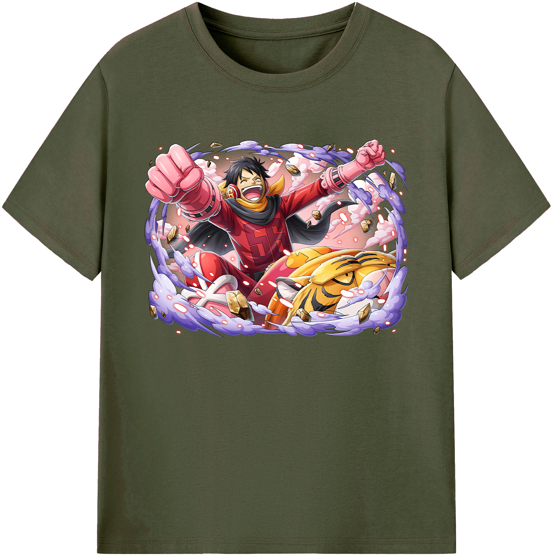 ワンピース モンキー・D・ルフィ ONE PIECE Monkey D. Luffy 綿100％ メンズ半袖Tシャツ｜肌触りやわらか＆通気性